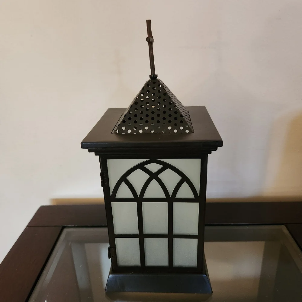 At Home America Divine Reflection Lantern Tea Light Candle Holder Black NIB